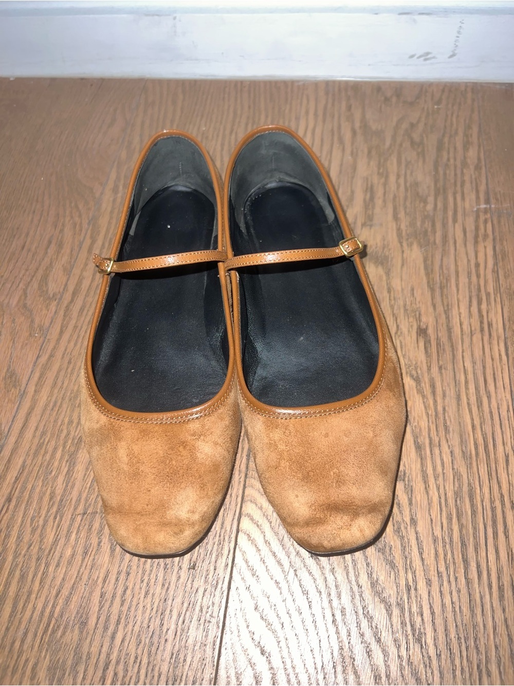 Veronica Beard Tan Suede Mary Jane Flats